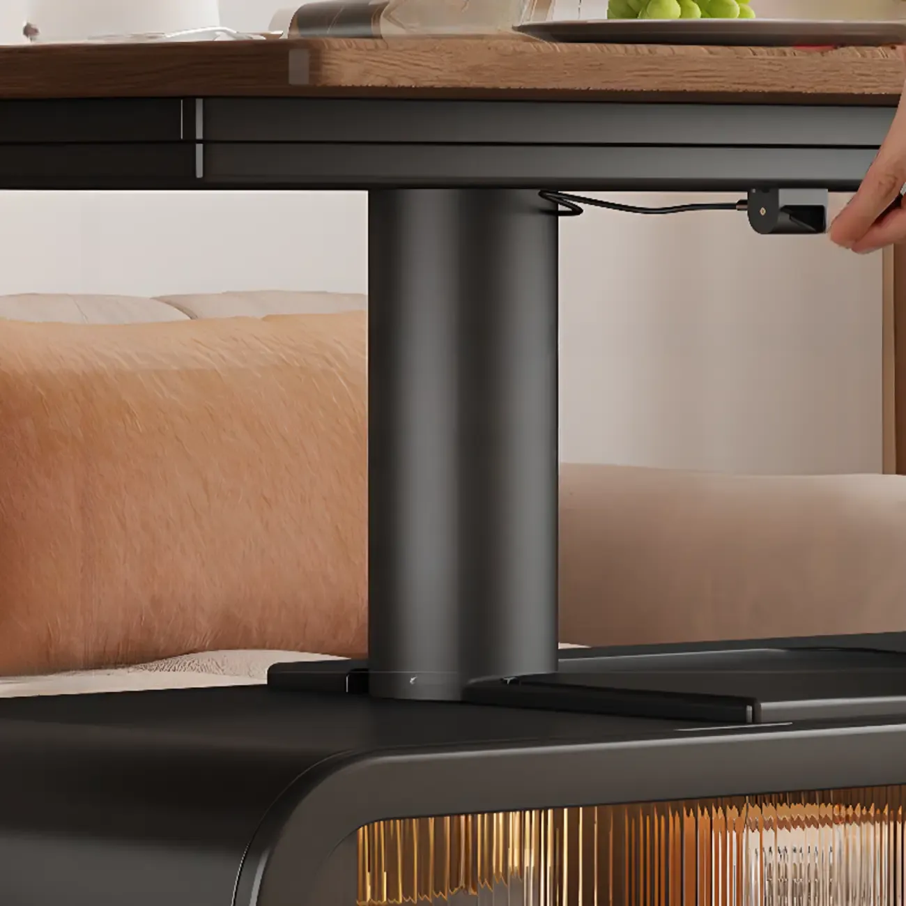 Adjustable Tabletop Modern Wood Side Table with Wheels