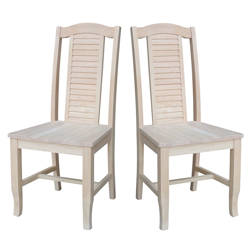 Solid Wood Seaside Dining Chairs - Set of Two