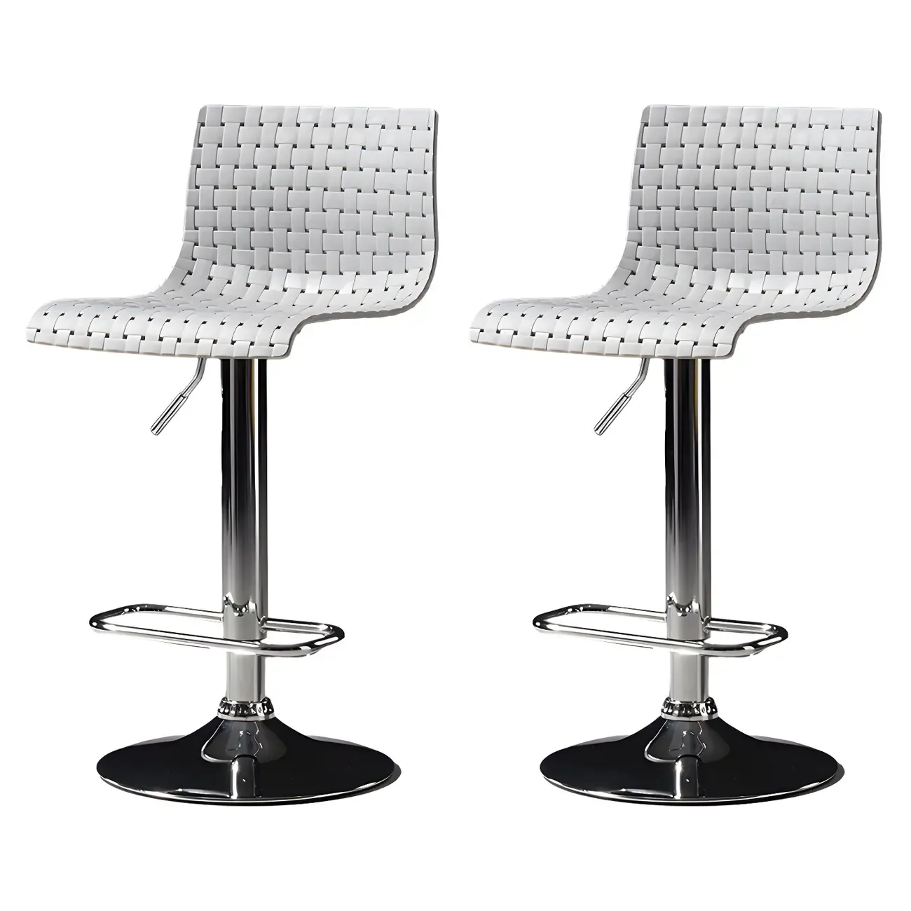 Modern Square Seat Plastic Rattan Adjustable Swivel Bar Stools