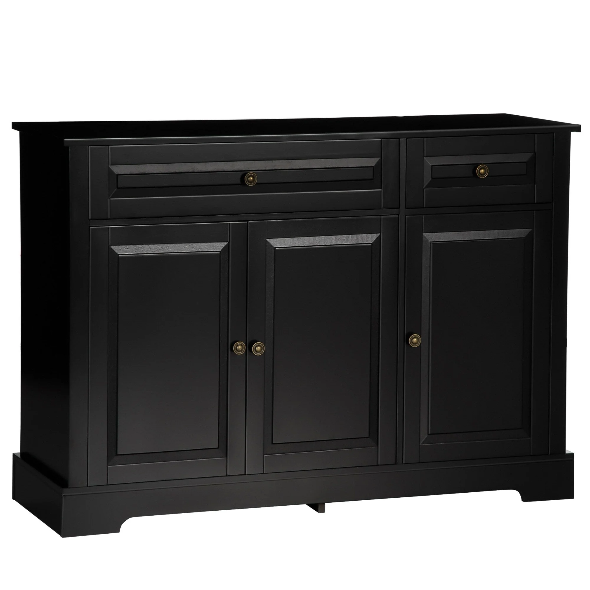HOMCOM Modern Sideboard Buffet Cabinet with Storage Cupboards, 2 Drawers and Adjustable Shelves, Black
