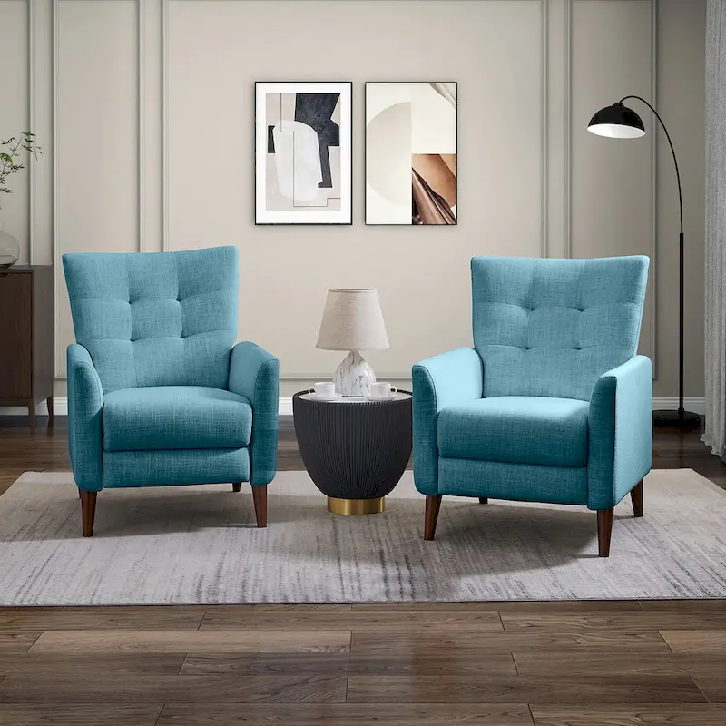 Modern Manual Recliner with Solid Wooden Legs