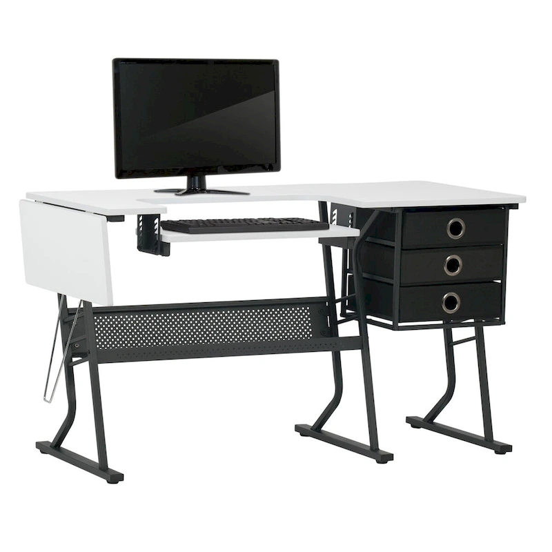 Studio Designs Eclipse Ultra Grey and White Wood Top Sewing Table