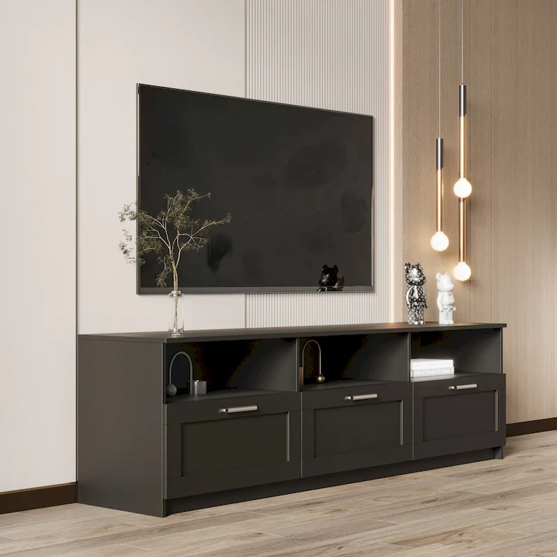 Modern 70.87 TV Cabinet TV Console Table with 3 Storage Drawers, Entertainment Center TV Stand for Living Room