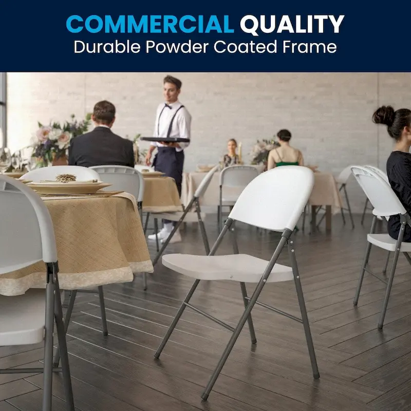 2 PK 330 lb. Capacity Plastic Folding Chair with Charcoal Frame