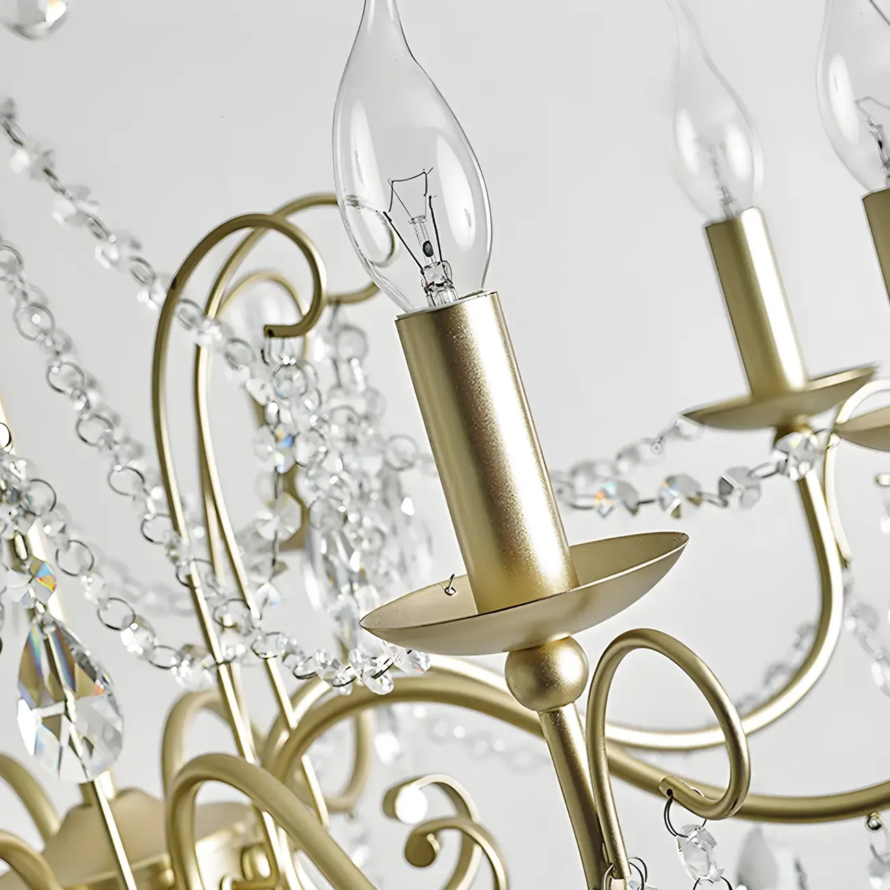 Gold Crystal Metal Elegant Classic Chandelier Light