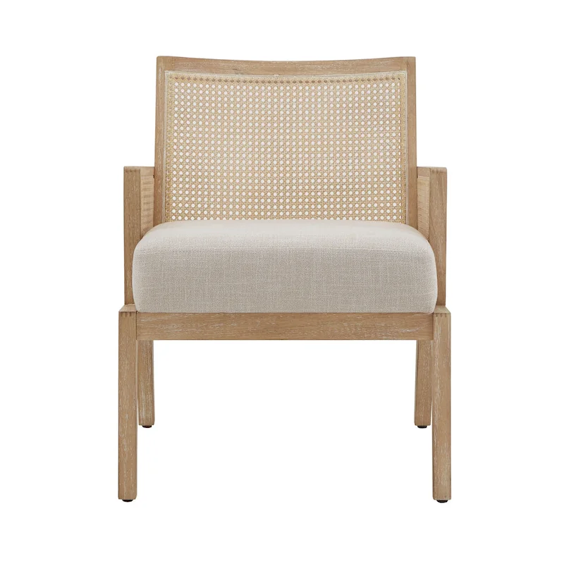 Celann Natural Finish Fabric Cane Accent Chair by iNSPIRE Q Modern