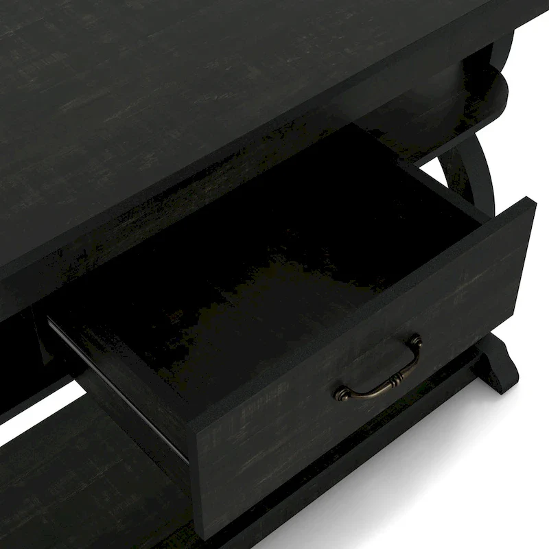 DH BASIC Farmhouse Black Oak 47-inch 3-Open Shelf Console Table by Denhour