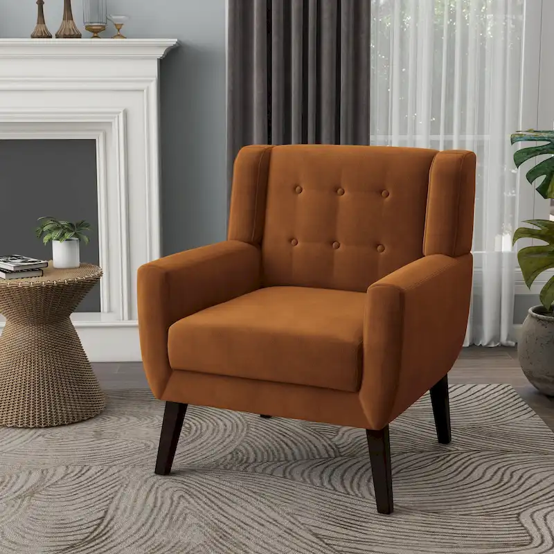 Velvet Upholstered Armchair Tufted Accent Chair