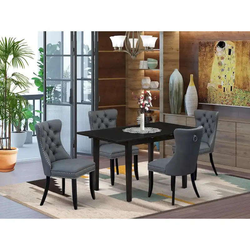 Kitchen Table - a Dining Table with Butterfly Leaf and Parson Chairs, Black