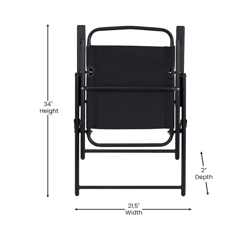 Set of 2 All-Weather Textilene Patio Sling Chairs with Armrests
