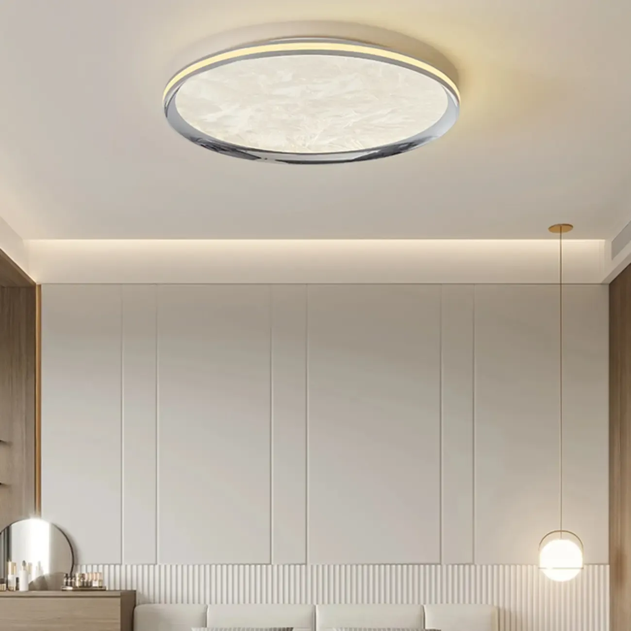 Modern Circular Flush Mount Ceiling Light with Acrylic Shade