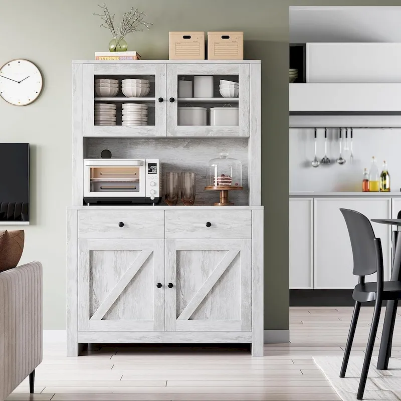 Kitchen Pantry Cabinet with Microwave Stand