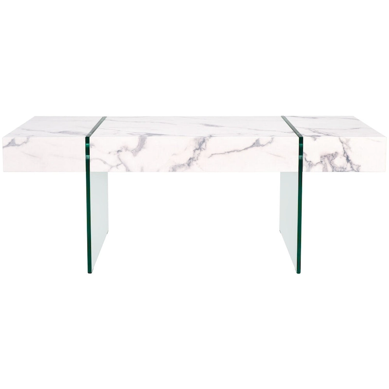 SAFAVIEH Pluma Glass Leg Rectangular Coffee Table - 43.3 W x 23.6 L x 15.7 H - 43Wx24Dx16H