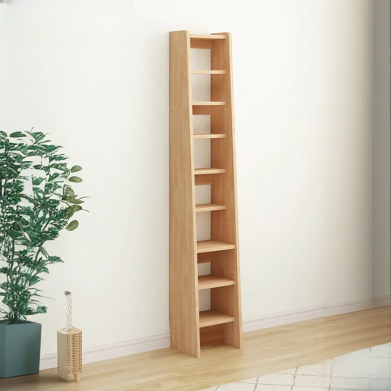 Walnut Wooden Ladder Shelf Unit 7-Tier
