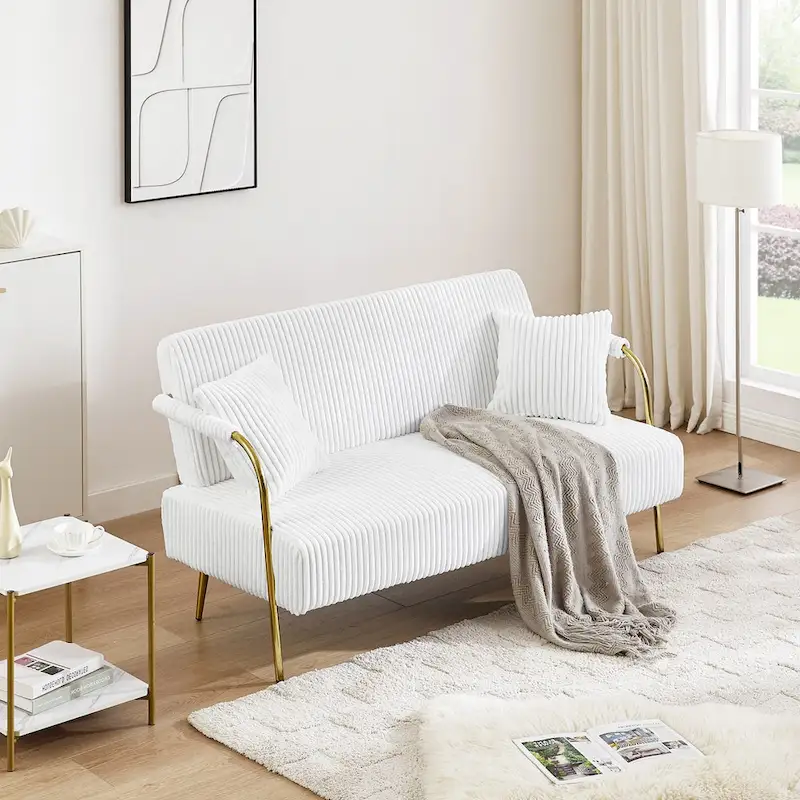 Upholstered Loveseat, Tufted Back Couch, Accent Armchair with 2 Pillows
