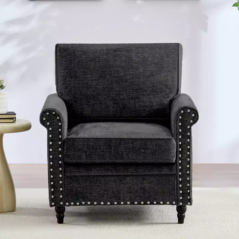 Mjkone Chenille Fabric Modern 3-Seater Sofa Couch/Loveseat Sofa/Single Sofa Armchair with Rivet Design,Living Room Sofa