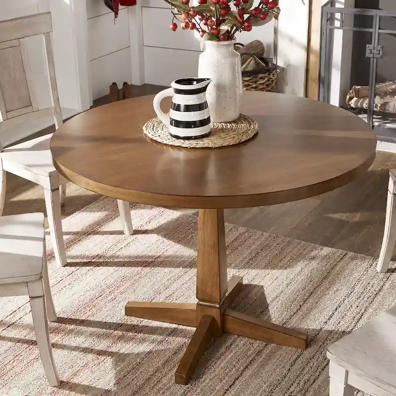 Round Two-Tone Dining Table