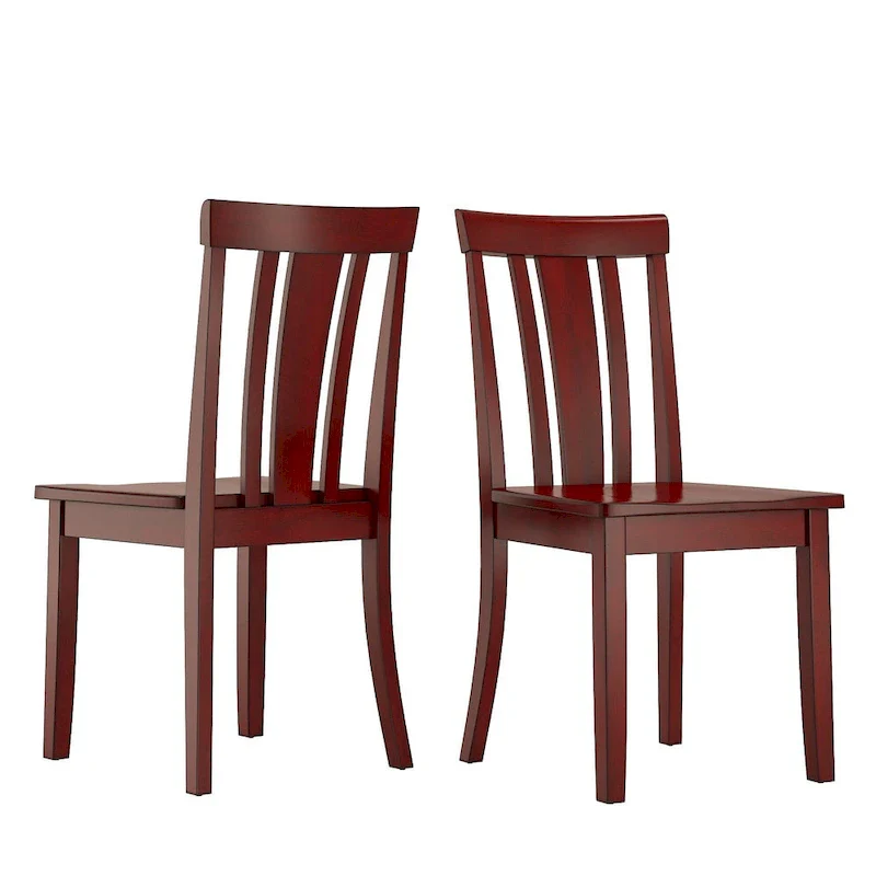 Slat Back Wood Dining Side Chairs  (Set of 2)