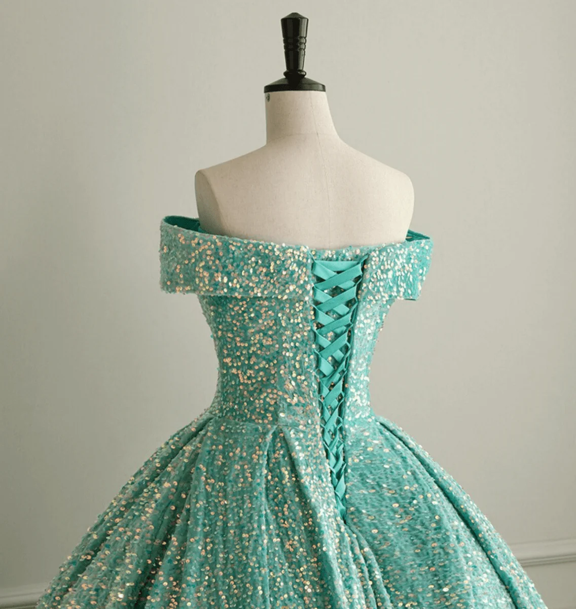 Pink Off The Shoulder Sequined Ball Gown Quinceanera Dresses