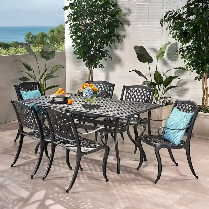 Cayman 7-piece Aluminum Outdoor Dining Set by Christopher Knight Home