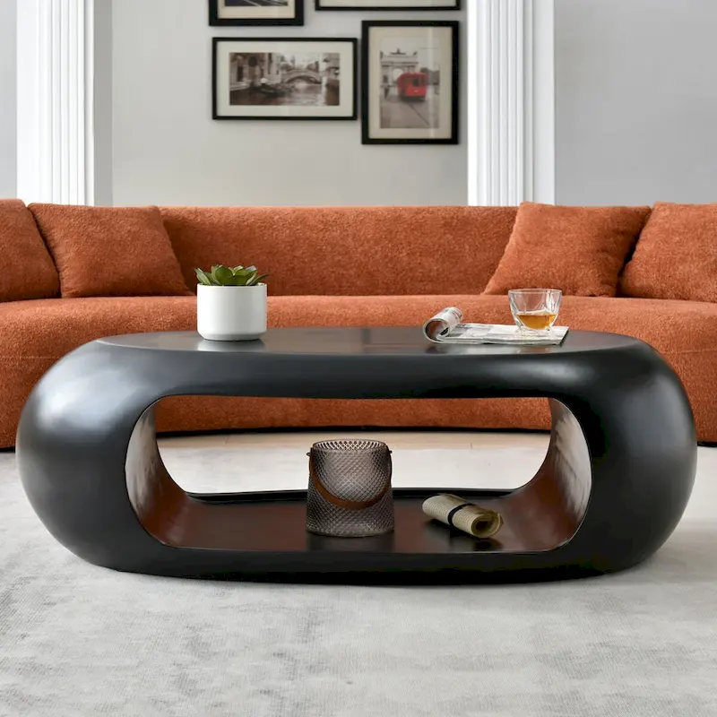 Fiberglass 48.42 Modern Oval Coffee Table for Living Room