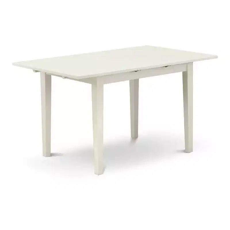 3-Piece Linen White Finish Rectangular Solid Wood Top Dining Table Set