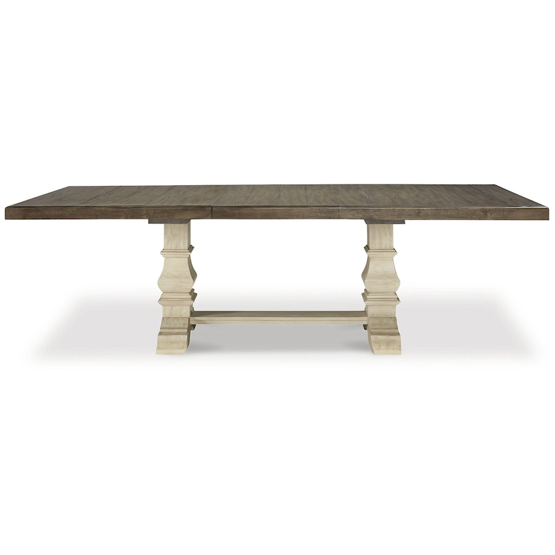 Signature Design by Ashley Bolanburg Brown / Antique White Extension Dining Table - 48 W x 103.25 D x 28.25 H
