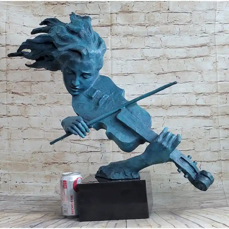 Signed Original Artwork By Milo Female Girl Lady Violin Player Bronze Sculpture