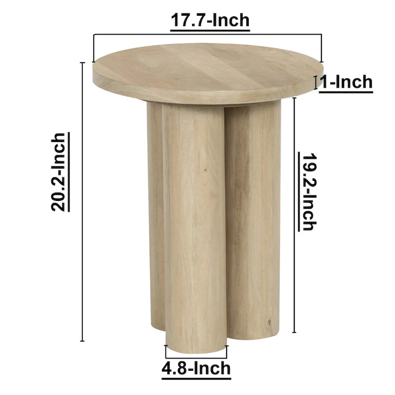 Round Side Table - Natural Brown, Farmhouse Style, Single User
