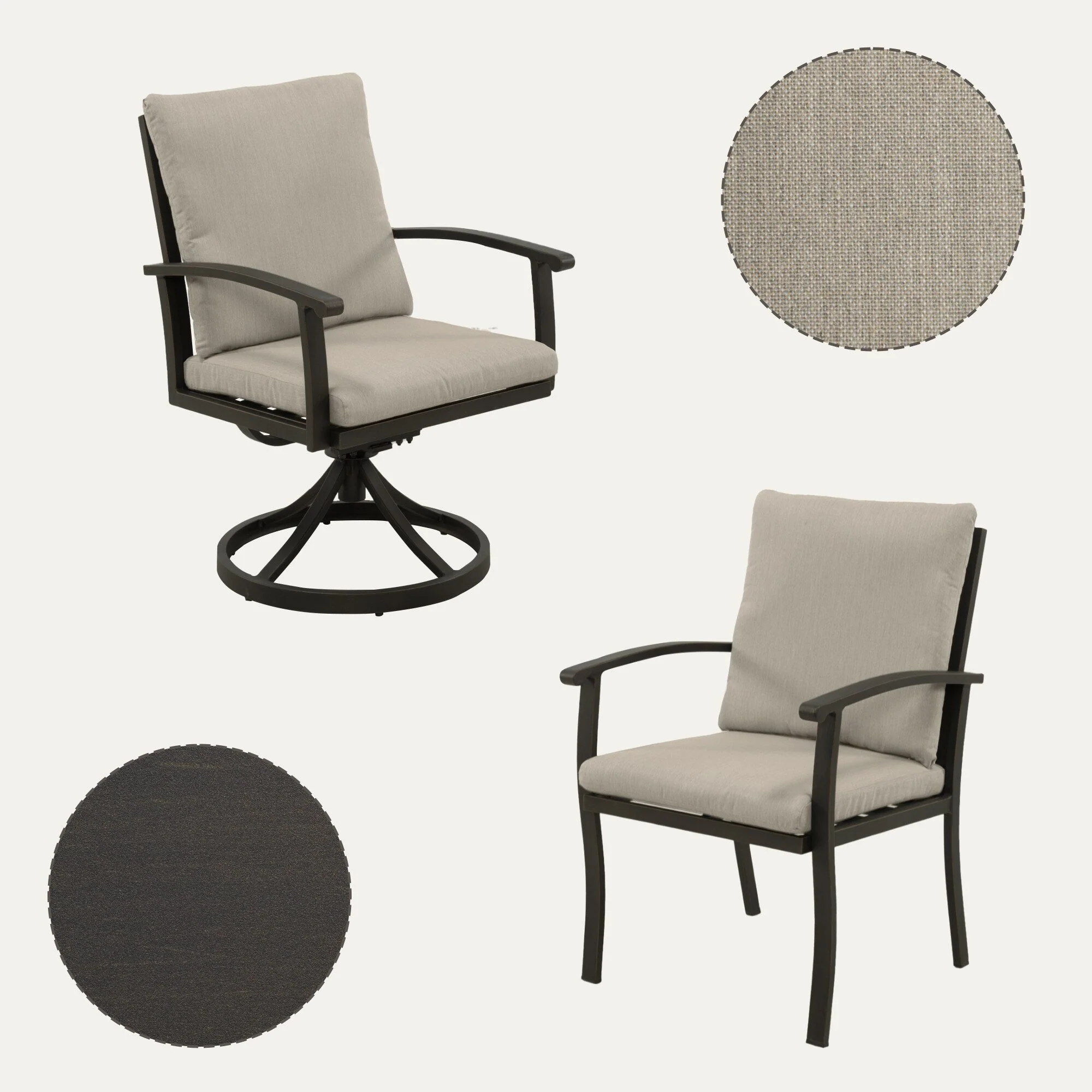 EGEIROS LIFE AluLux 9-Piece Aluminum Patio Dining Set with 2 Swivel Dining Chairs, 6 Dining Chairs and Washable Cushions