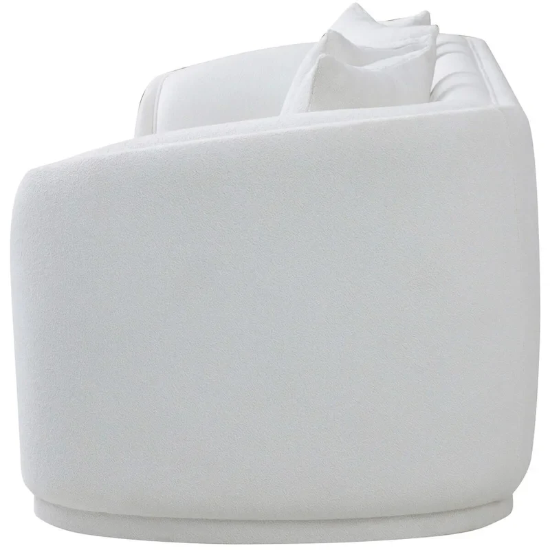 Thirsen Mid Century Modern Luxury Tight Back Boucle Couch in White