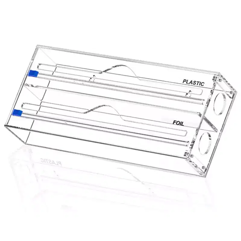 Foil & Plastic Wrap Organizer  Acrylic Storage Dispenser for Kitchen Drawer (Standard Size, Clear)