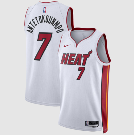 Unisex Miami Heat Giannis Antetokounmpo White Swingman Jersey - Association Edition