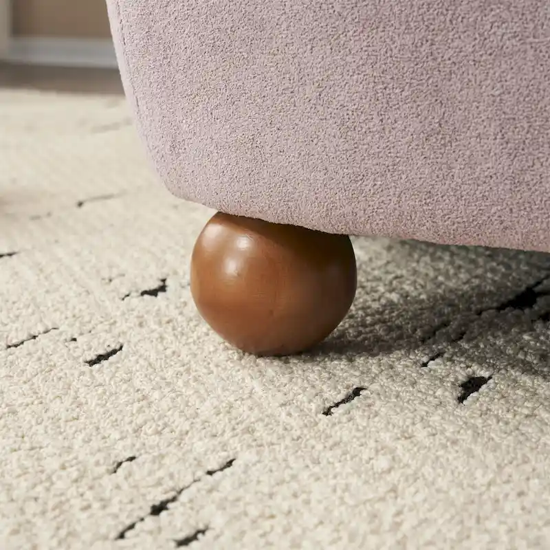 '- Eliana Modern Teddy Fabric Accent Chair with Curved Backrest and Legs