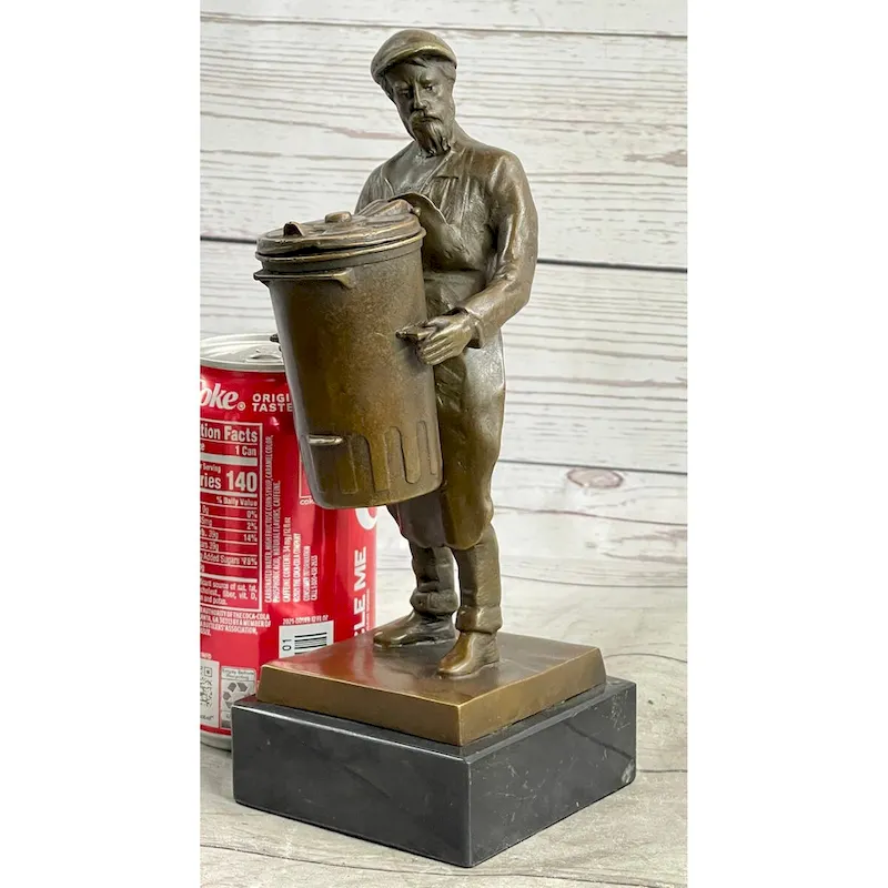 Construction Worker/Garbage Man Bronze Sculpture Statue Figure Gift