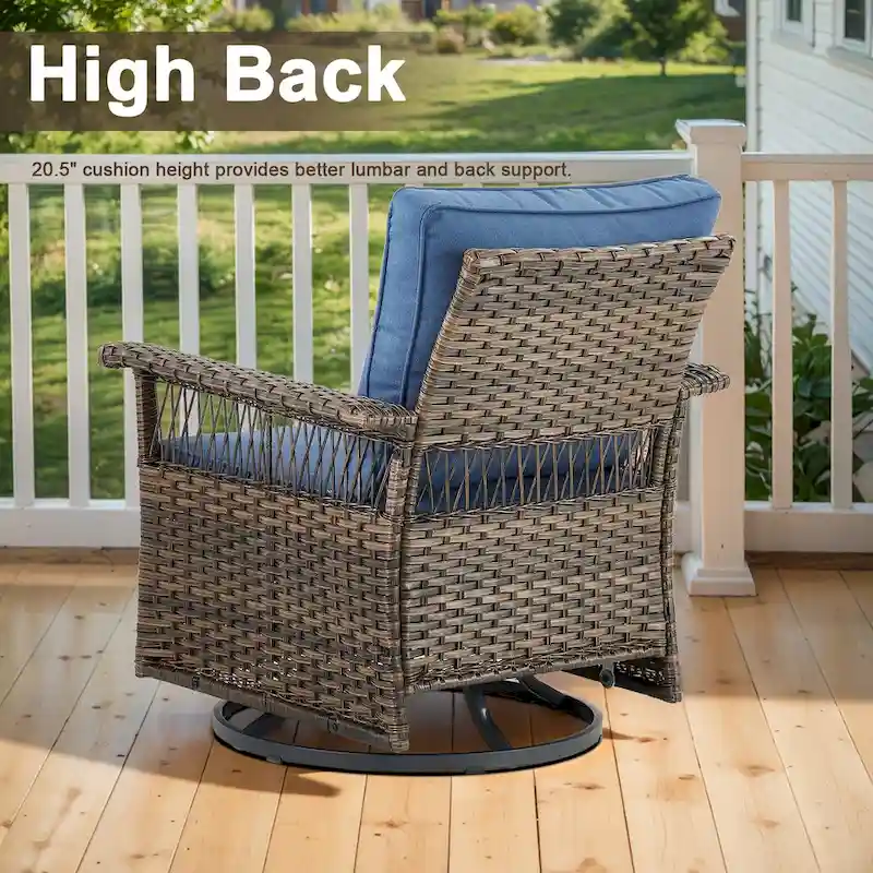 Gymojoy 3 Peices Patio Chairs with Coffee Table - Brown