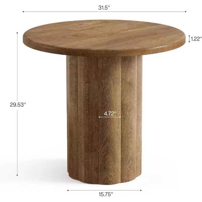 Lantine 31.5-Inch Round Dining Table for 2-4 People, Small Kitchen Table with Sturdy Base for Dining Room, Living Room (Brown)