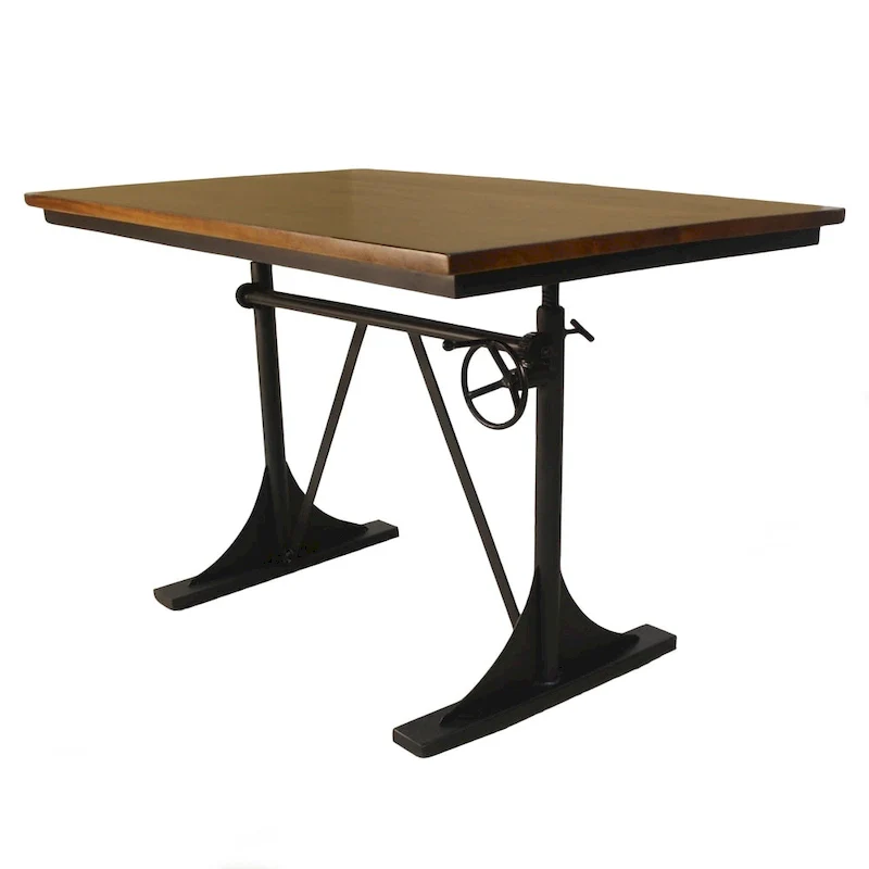 Rhett Adjustable Elm and Black Table - Brown