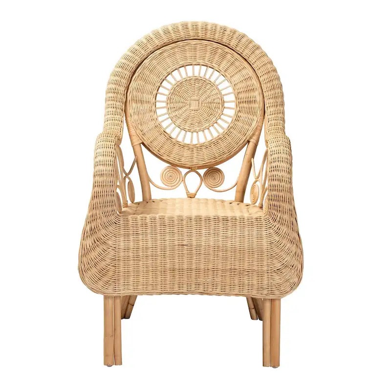 Modern Bohemian Natural Rattan Arm Chair