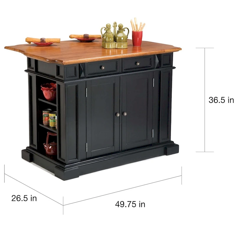 Copper Grove Warwick Black Distressed Oak Kitchen Island