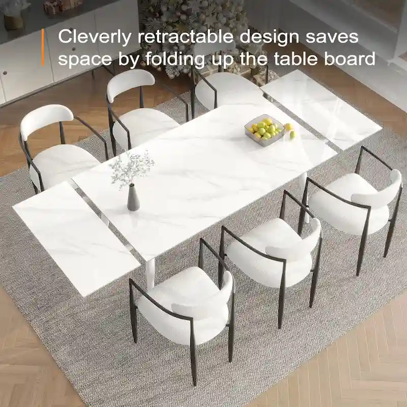 94.48 Rectangular Extendable Sintered Stone Dining Table