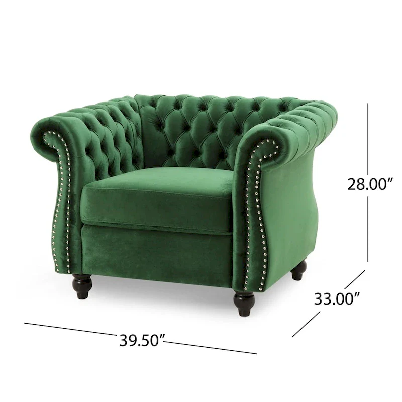Chesterfield Club Chair with Tufted Upholstery
