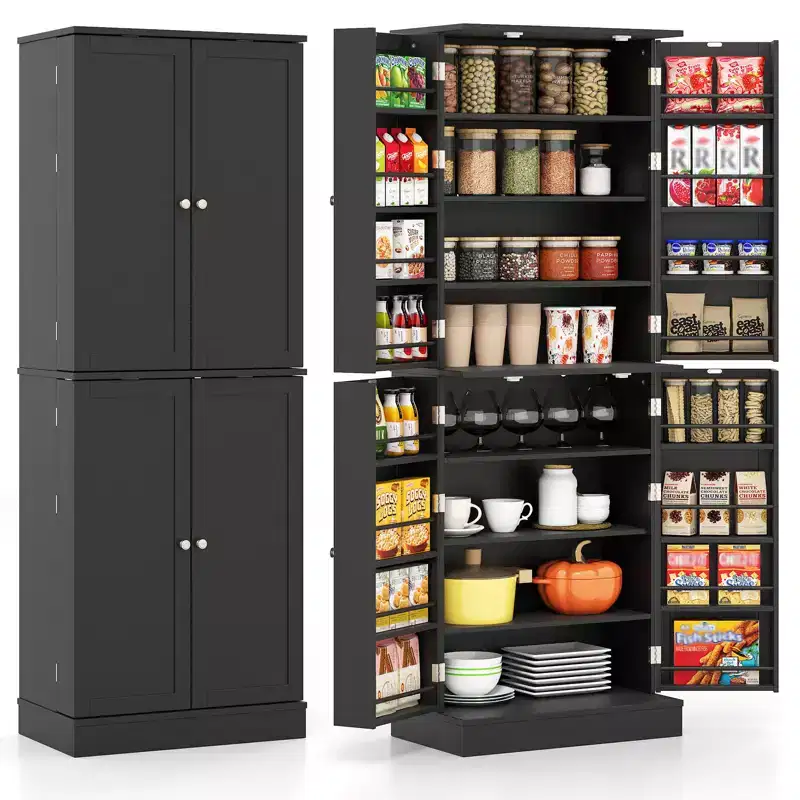 Costway 65-inch Kitchen Pantry Cabinet w/ 16 Door Shelves & 6 Adjustable Shelves