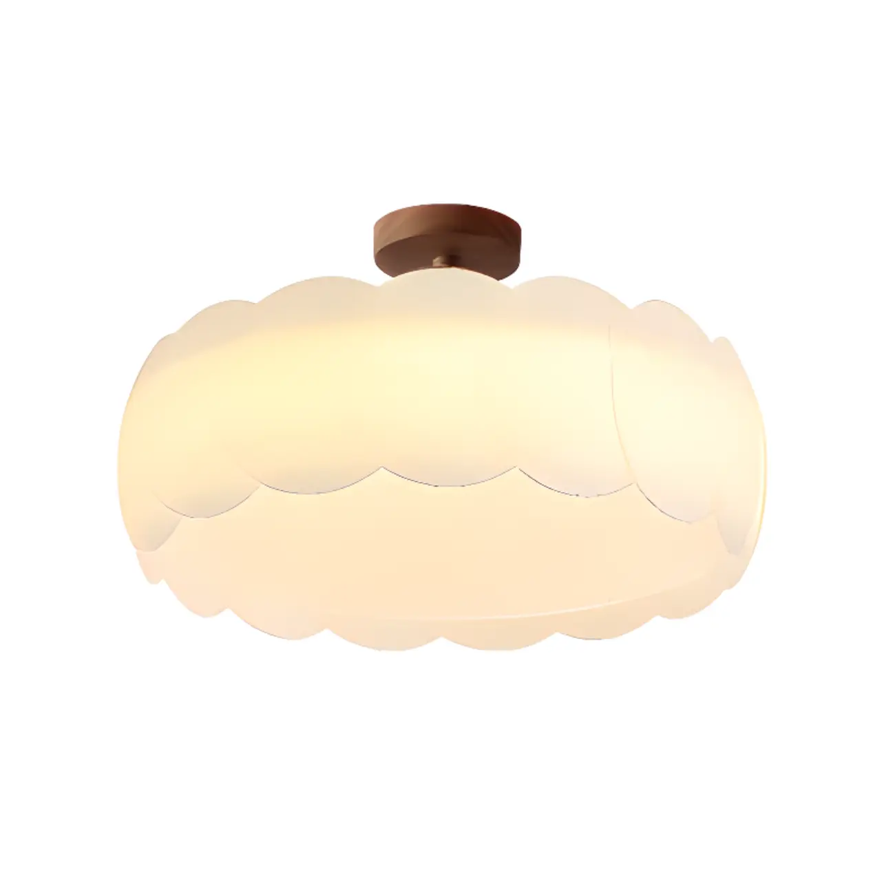 8 Elegant LED Semi Flush Ceiling Light in Natural Finish