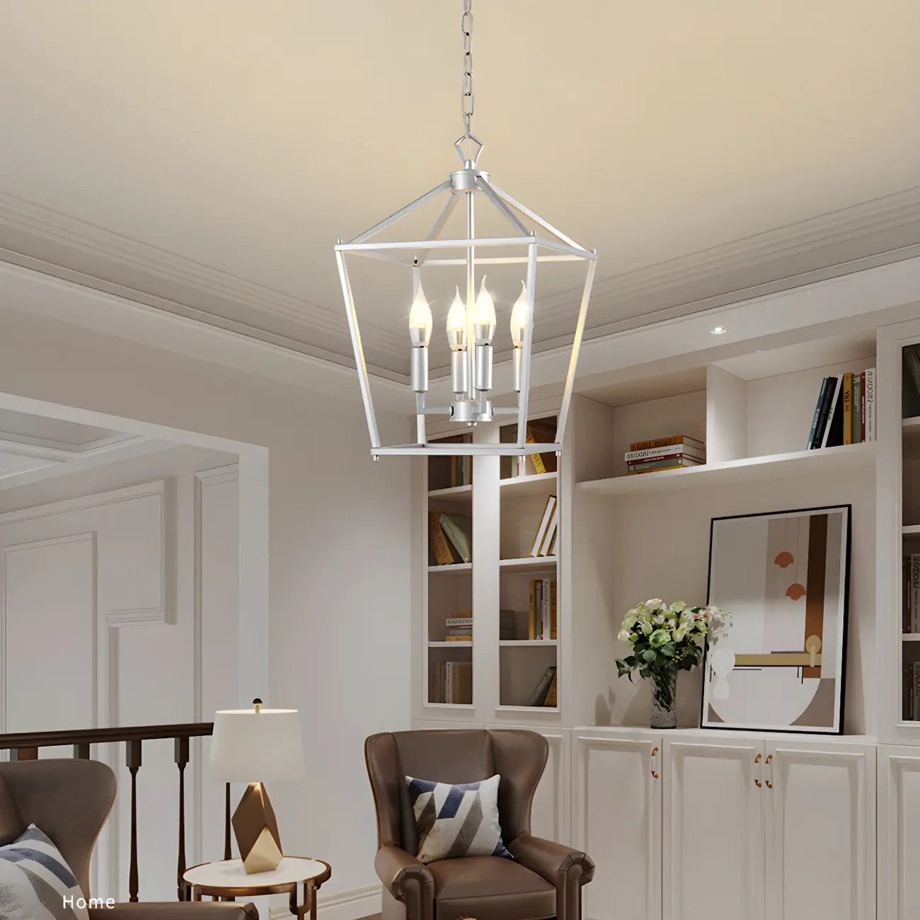 Adjustable Industrial Metal Lantern Caged Candle Chandelier