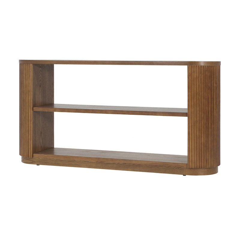Modern Entryway Console Table - Slim Sofa Table with Open Shelf & Elegant Wood Grain, Multi-Functional Hallway Table