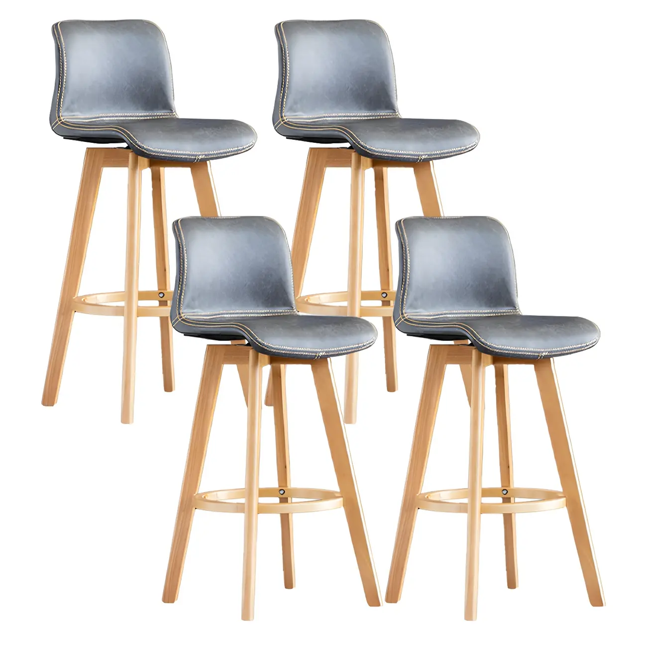 Mid-Century Distressed Leather Swivel Bar Stool with Back