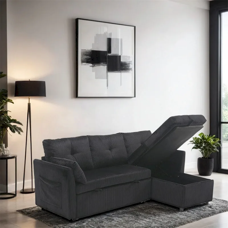 L Shaped Modular Sectional Sofa w/ Reversible Chaise and Storage Seat