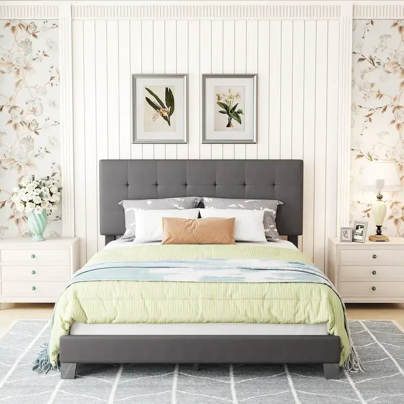Upholstered Tufted Bed