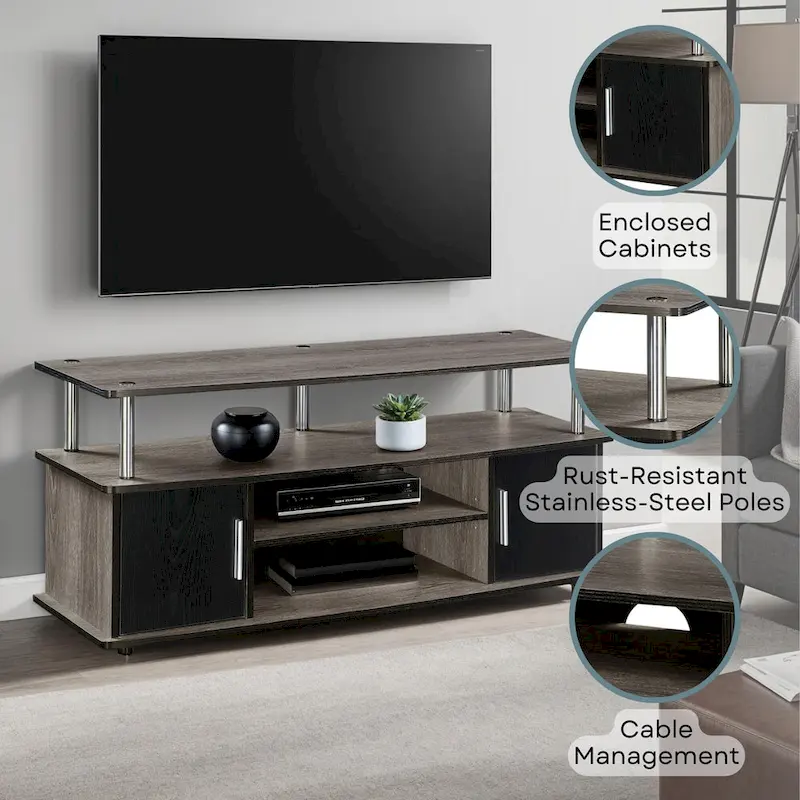 Convenience Concepts Designs2Go Monterey 55 inch TV Stand with Cabinets and Shelves